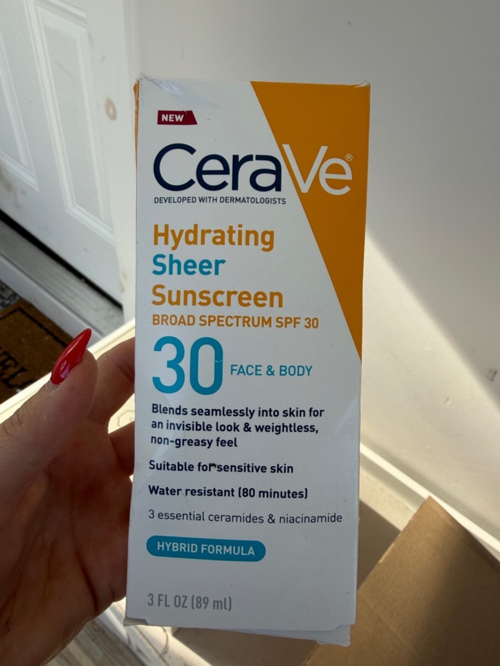 CeraVe Hydrating Sheer Sunscreen spf 30 face & body Water Resistant